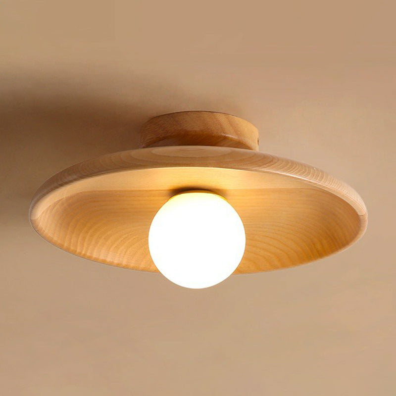 Minimalist Wooden Semi-Flush Mount Ceiling Light