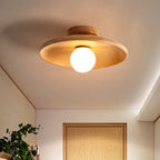 Minimalist Wooden Semi-Flush Mount Ceiling Light
