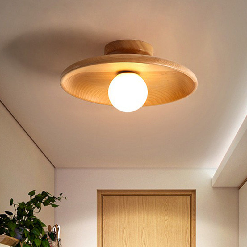 Minimalist Wooden Semi-Flush Mount Ceiling Light