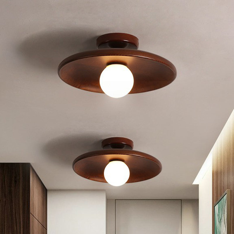 Minimalist Wooden Semi-Flush Mount Ceiling Light