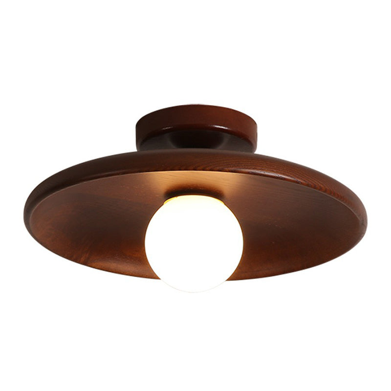 Minimalist Wooden Semi-Flush Mount Ceiling Light