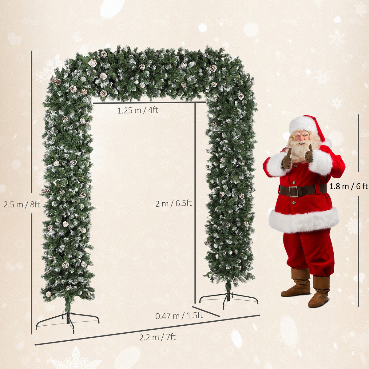 8.2ft Snow Frosted Christmas Tree Arch for Doorways Green