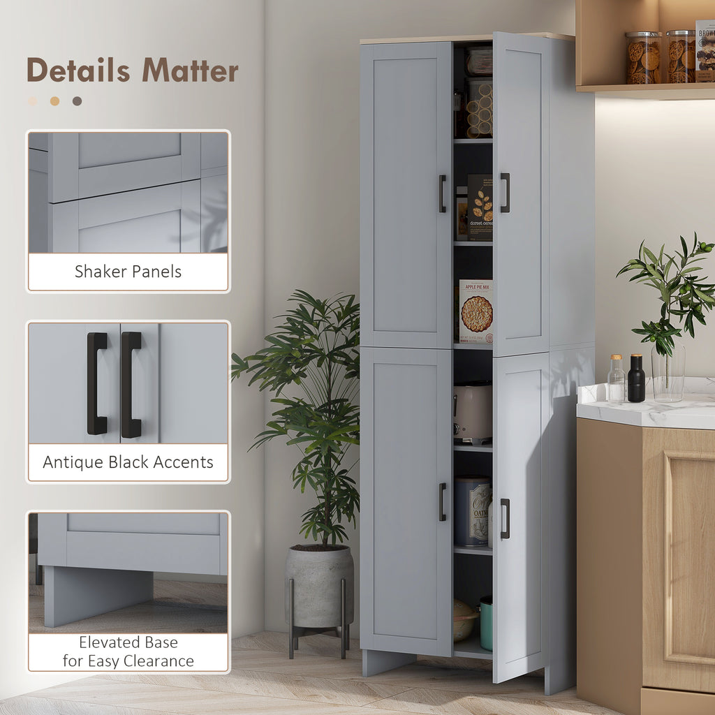 Slim Tall Storage Cupboard with Six-Tier Adjustable Shelving