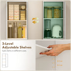 Slim Five-Tier Pantry Storage Cabinet with Soft-Close Hinges White