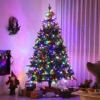 7ft Pre-Lit Artificial Christmas Tree with Dual Colour LED Lights Green
