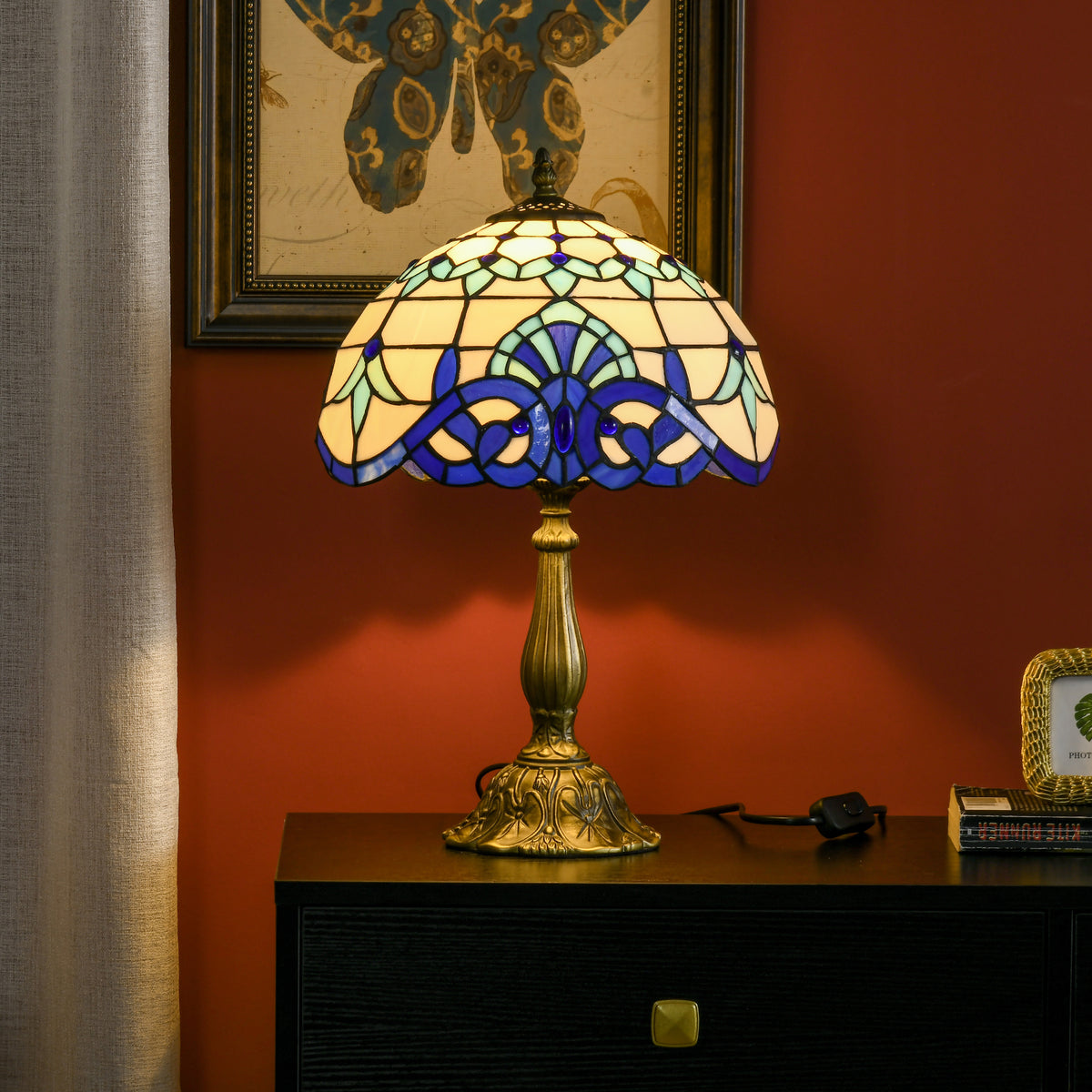 Tiffany Stained Glass Table Lamp - Blue