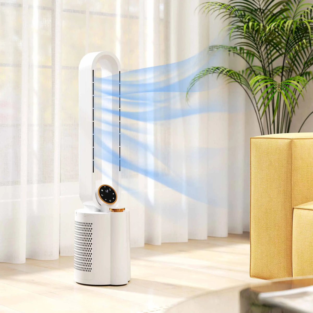 Multi-Mode Bladeless Tower Fan with Humidifier and UV Sterilisation White