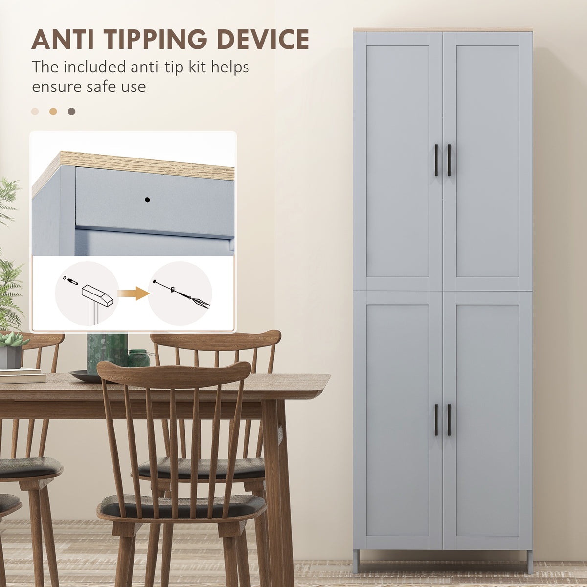 Slim Tall Storage Cupboard with Six-Tier Adjustable Shelving