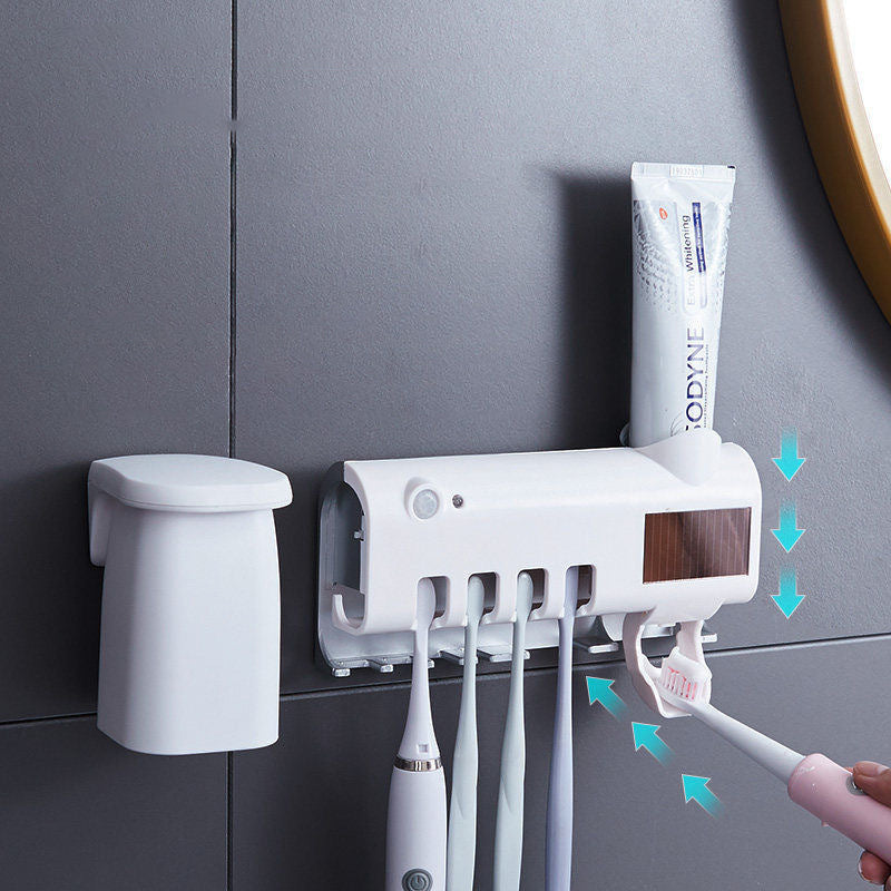 UV Light Toothbrush Holder with Automatic Toothpaste Dispenser