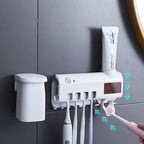 UV Light Toothbrush Holder with Automatic Toothpaste Dispenser
