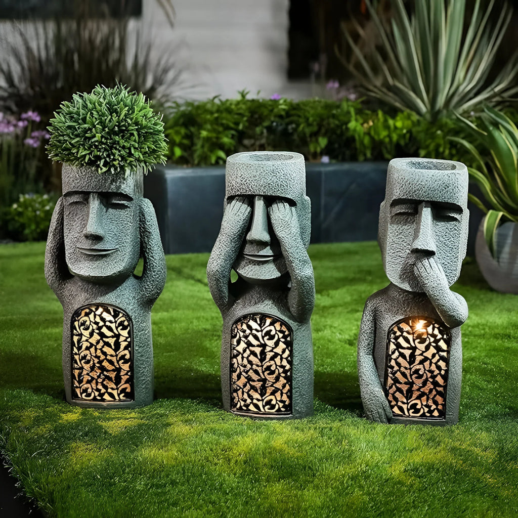 Solar LED Face Planter for Indoor and Outdoor Decor