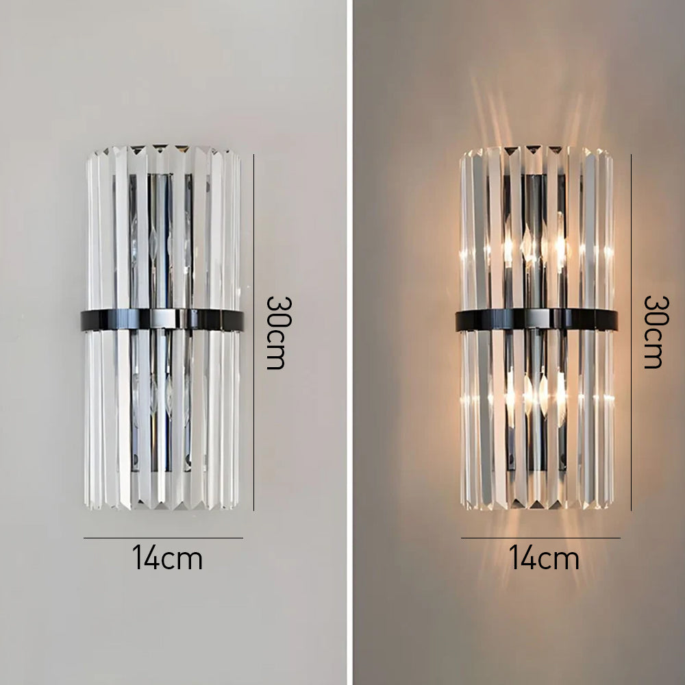 Crystal Wall Light with Modern Stainless Steel Sconce