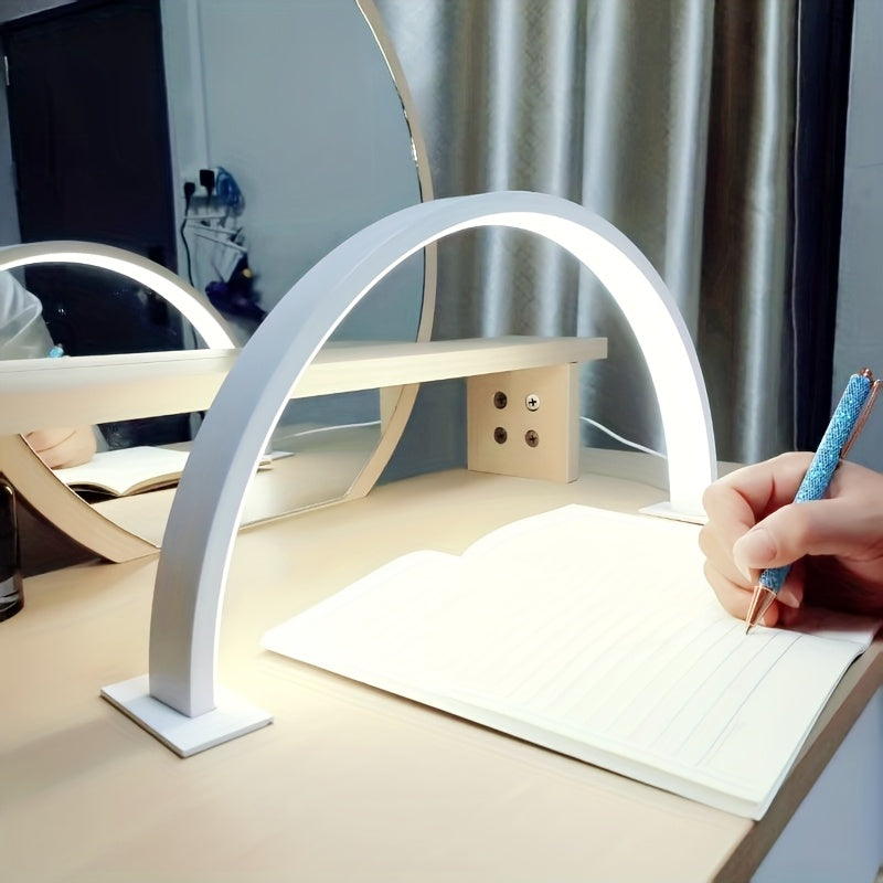 Crescent Moon LED Desk Lamp with Adjustable USB Lighting