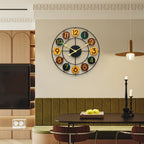 Colourful Retro Metal Wall Clock with Iron Frame
