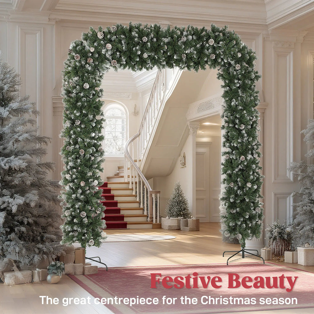 8.2ft Snow Frosted Christmas Tree Arch for Doorways Green