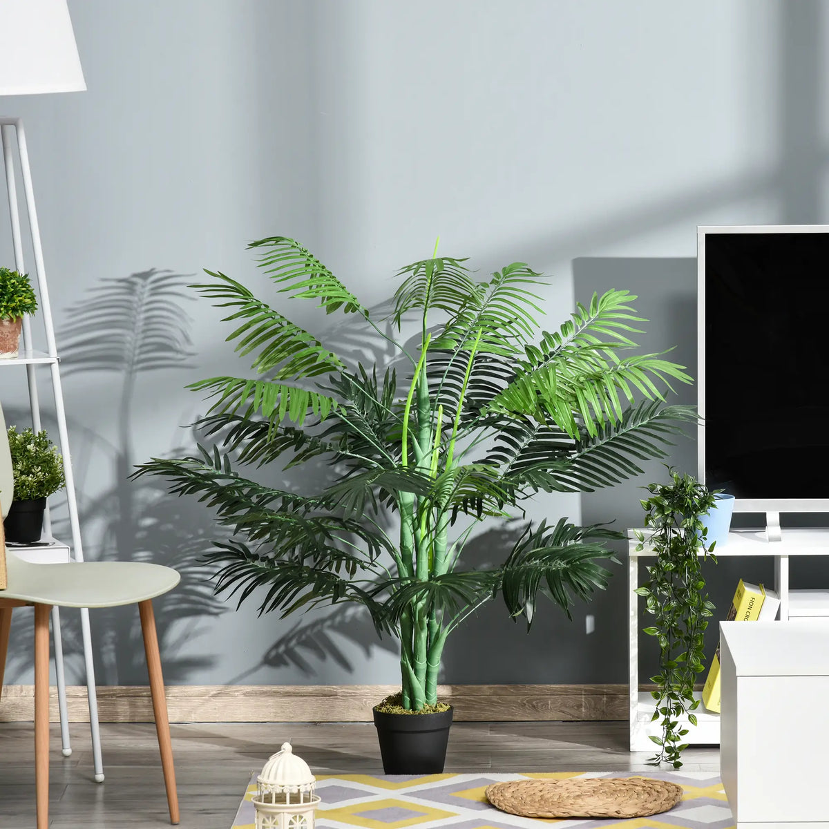 Artificial Palm Tree with Weighted Pot Green