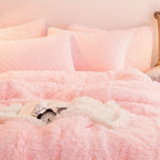 Plush Velvet Bedding Set with Pompom Trim