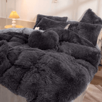 Plush Velvet Bedding Set with Pompom Trim