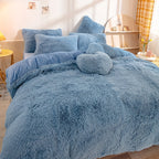 Plush Velvet Bedding Set with Pompom Trim