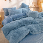 Plush Velvet Bedding Set with Pompom Trim