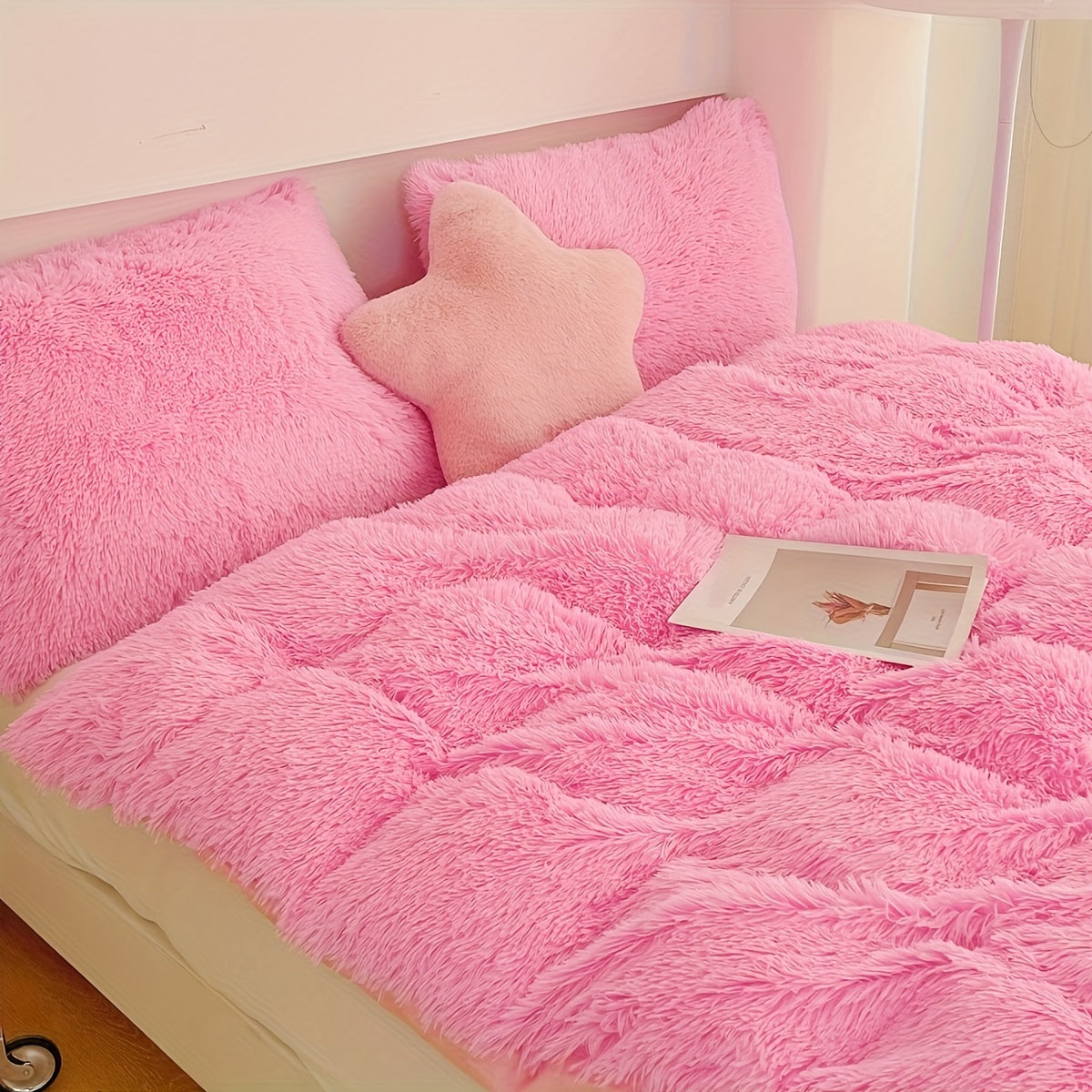 Plush Velvet Bedding Set with Pompom Trim