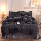 Plush Velvet Bedding Set with Pompom Trim