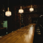 Modern Ribbed Glass Pendant Light with Brass Finish