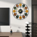 Colourful Retro Metal Wall Clock with Iron Frame