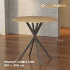 Industrial Round Dining Table with Cross Legs Oak