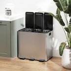 Triple Compartment Pedal Bin with Soft-Close Lid