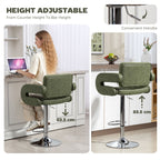 PU Leather Swivel Bar Stool with Backrest and Footrest - Green