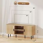 TV Stand Cabinet with Slatted Tambour Doors - Oak