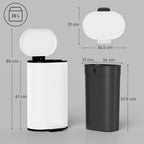 Slim Curved Pedal Kitchen Bin with Soft-Close Lid - White