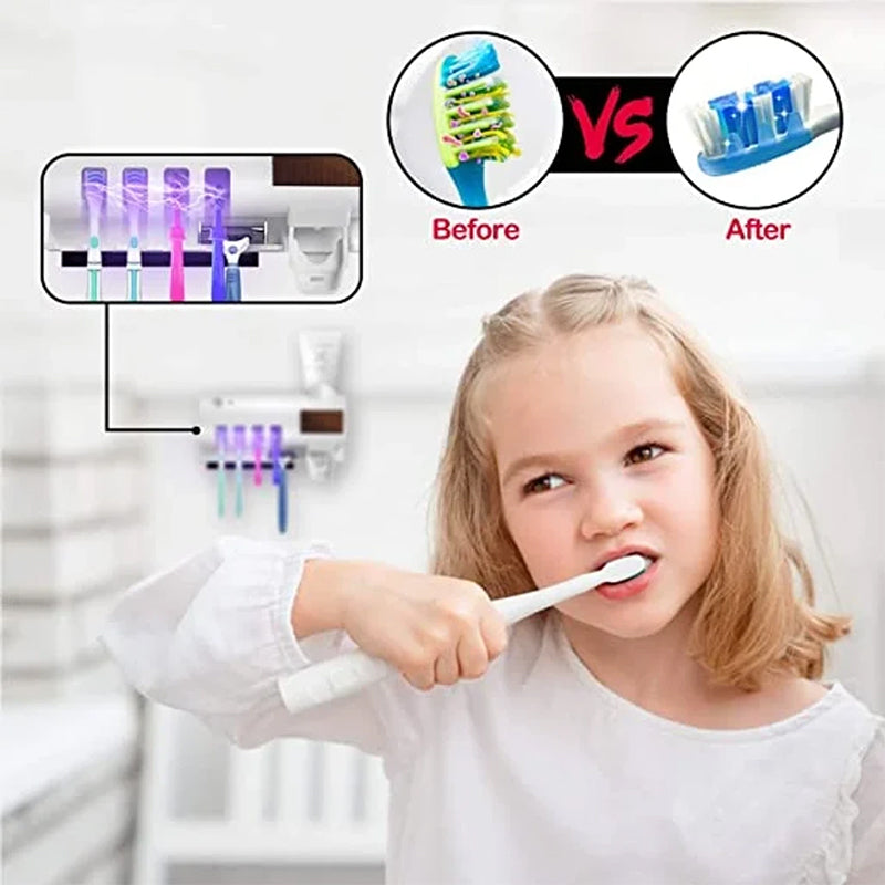 UV Light Toothbrush Holder with Automatic Toothpaste Dispenser