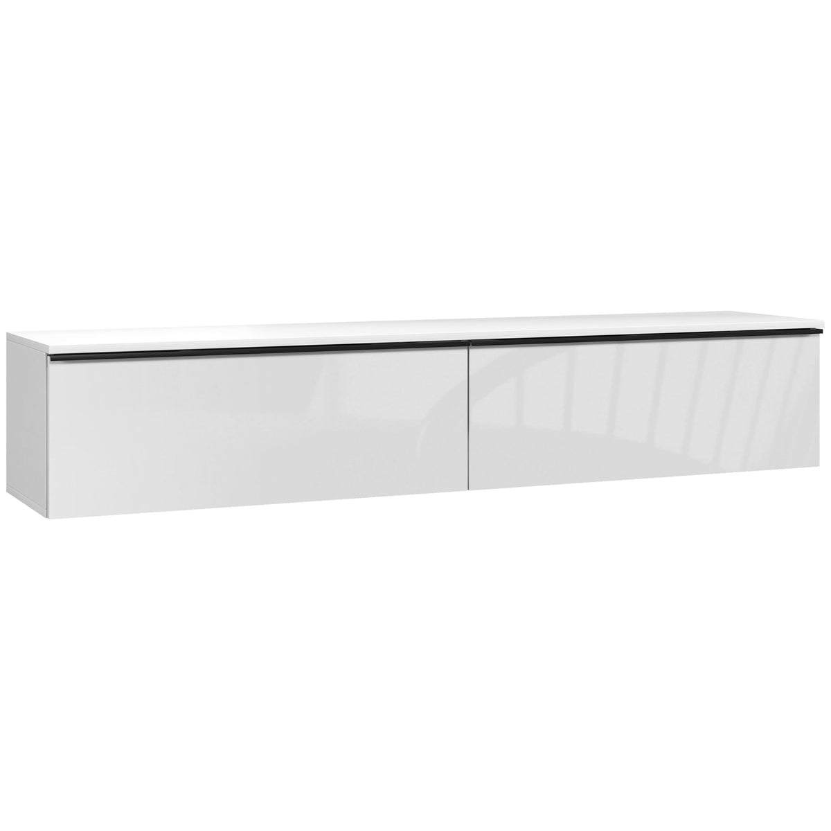 White High Gloss Floating TV Cabinet with 2 Cupboards
