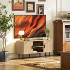 TV Stand Cabinet with Slatted Tambour Doors - Oak