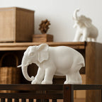 White Ceramic Elephant Sculpture for Good Luck & Modern Décor