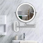 LED Wall-Mounted Magnifying Mirror with Adjustable Arm Modern Interior Decor