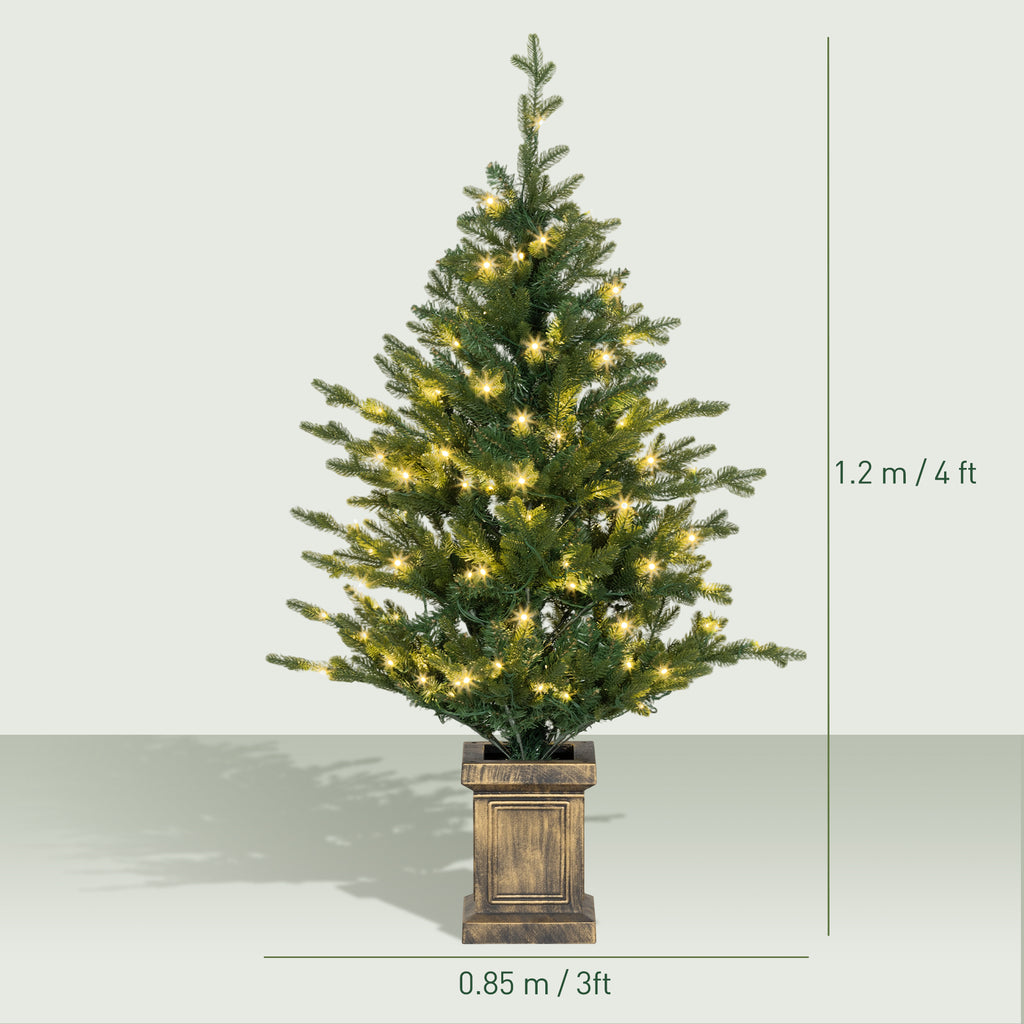 Set of 2 4ft Pre-Lit Artificial Christmas Trees with Vintage Pots