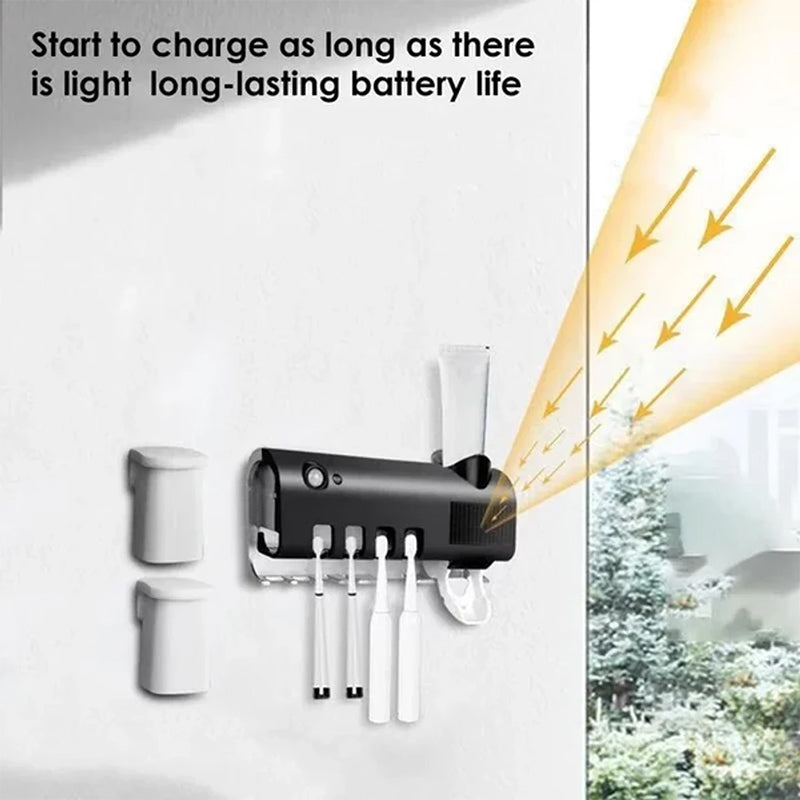 UV Light Toothbrush Holder with Automatic Toothpaste Dispenser