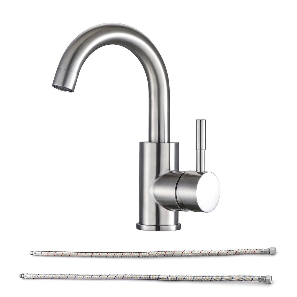 Brushed Nickel Single Handle Bathroom Sink Faucet Modern Bathroom Decor