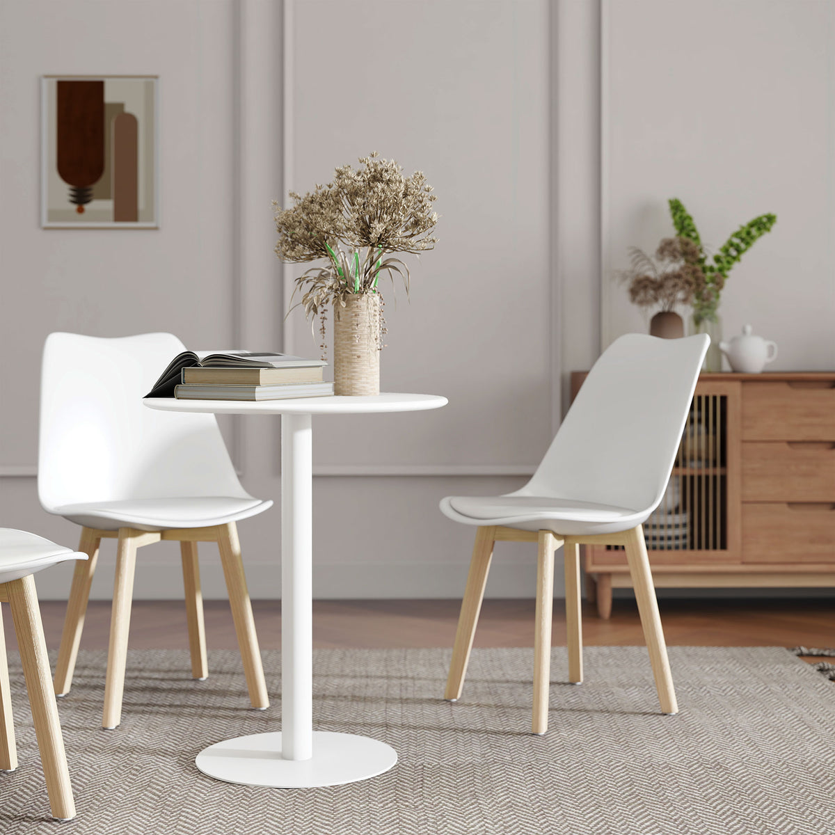 Small Round Bistro Dining Table with Steel Base