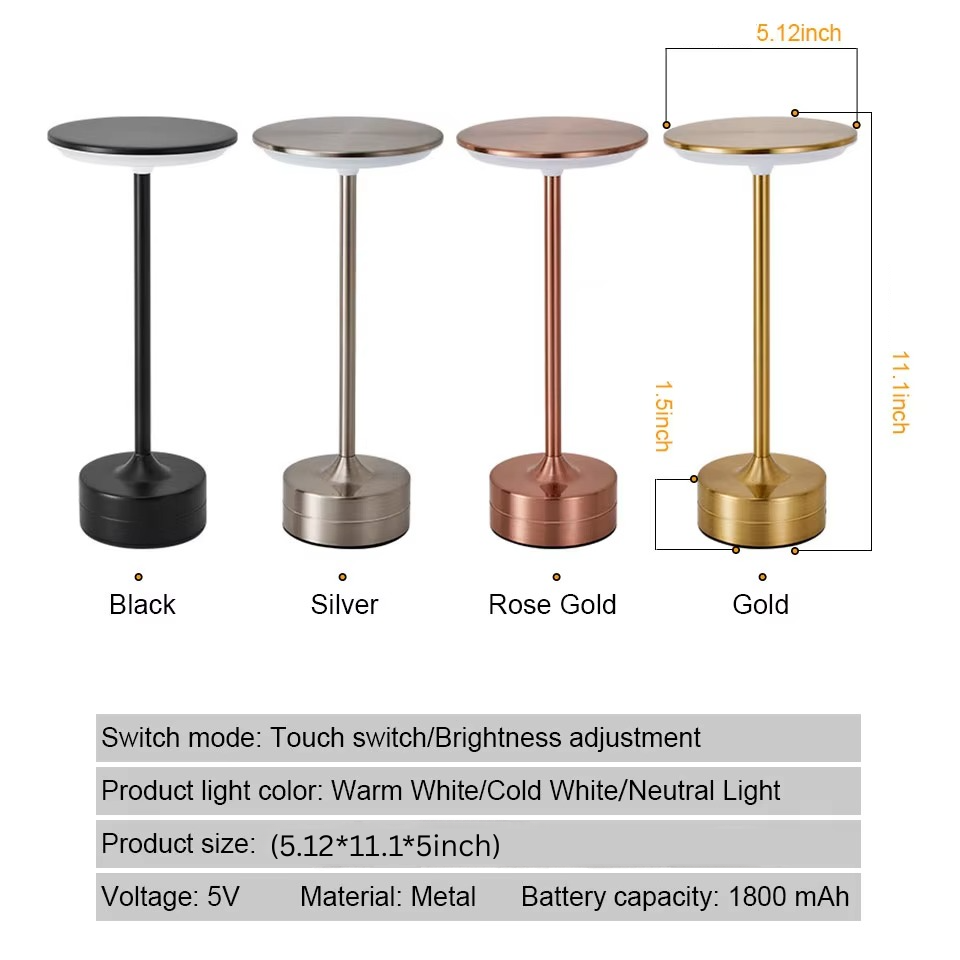 Rechargeable LED Touch Sensor Table Lamp Warm Ambient Lighting