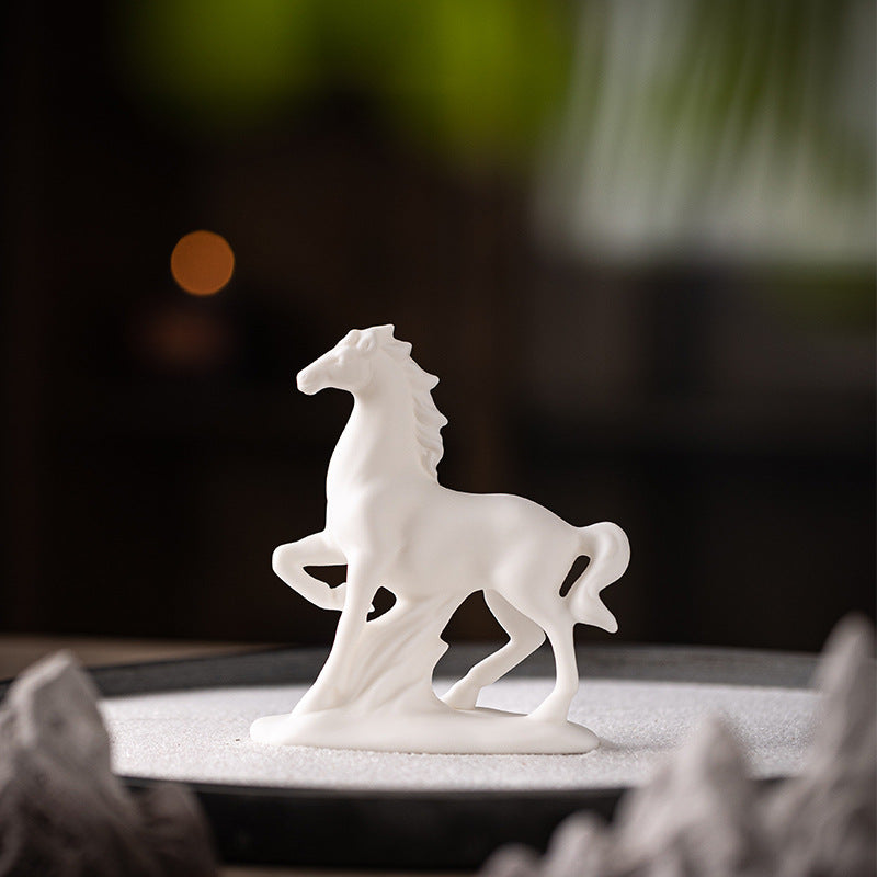 Minimalist White Ceramic Horse Figurine