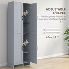 Slim Tall Storage Cupboard with Six-Tier Adjustable Shelving