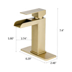 Brushed Gold Waterfall Bathroom Faucet Modern Bathroom Decor