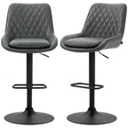 Retro Faux Leather Bar Stools Set of 2 with Adjustable Height