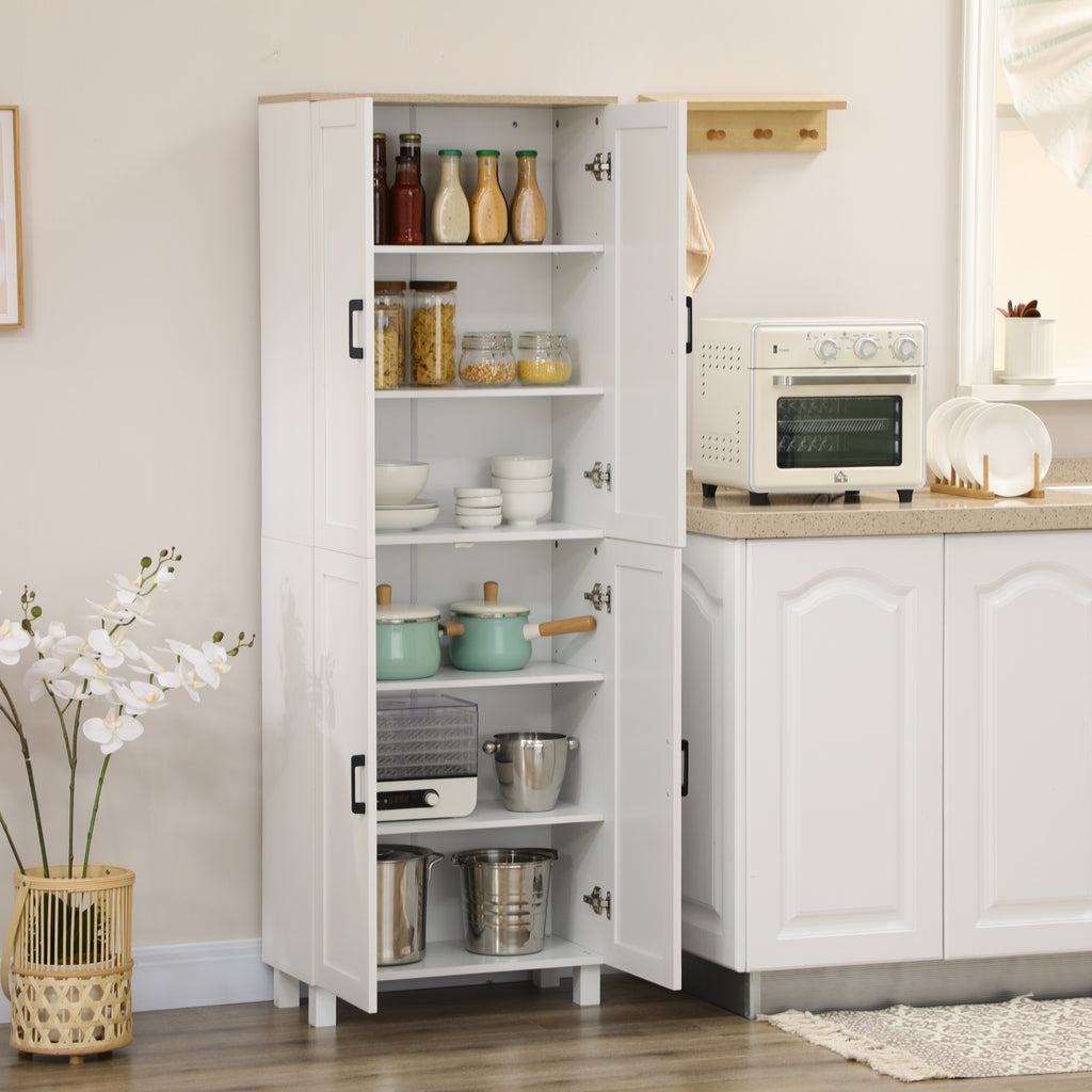 Slim Tall Storage Cupboard with Six-Tier Adjustable Shelving - White