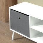 White and Grey TV Stand with 2 Drawers and 2 Shelves