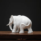 White Ceramic Elephant Sculpture for Good Luck & Modern Décor